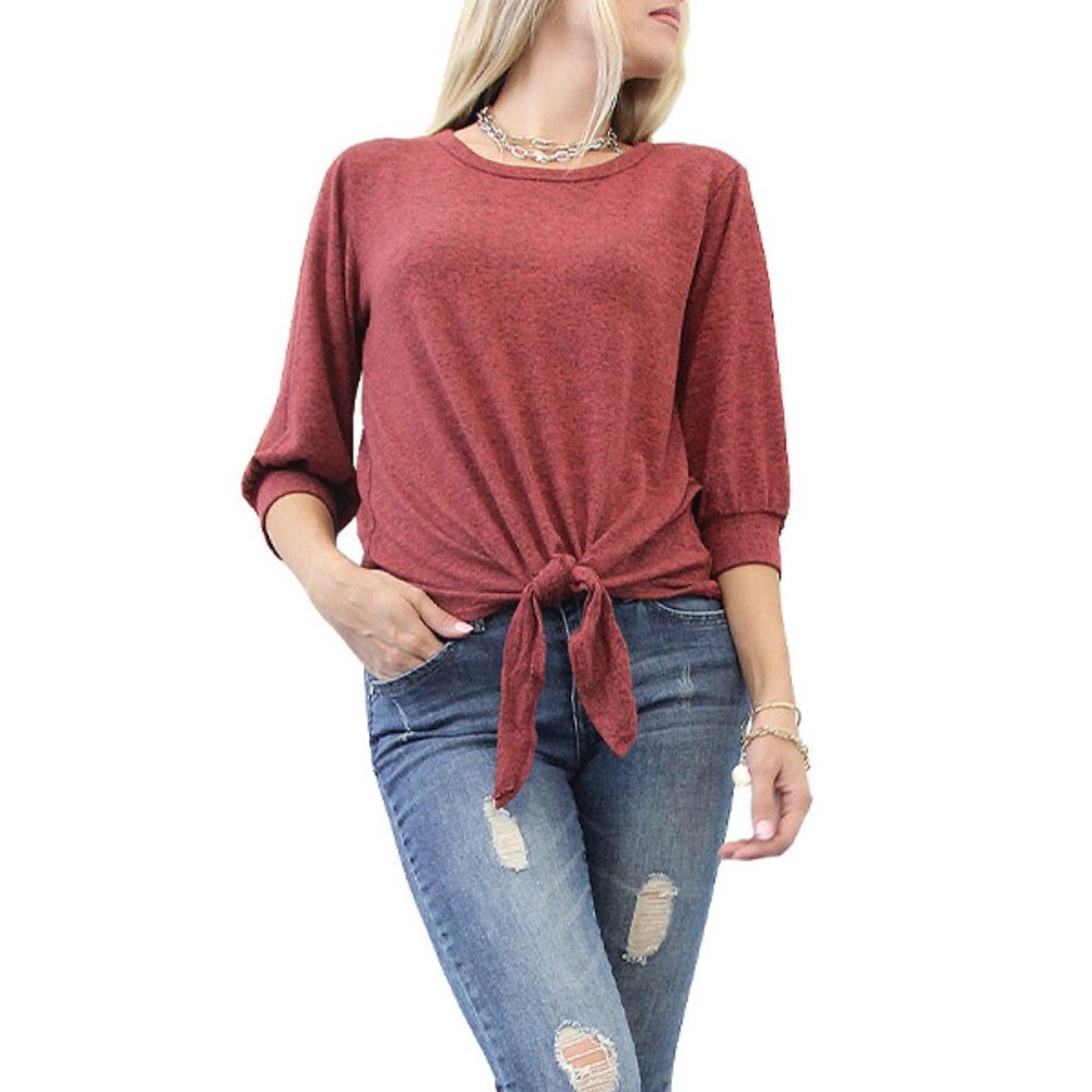 Cozy Knit Front Tie Top